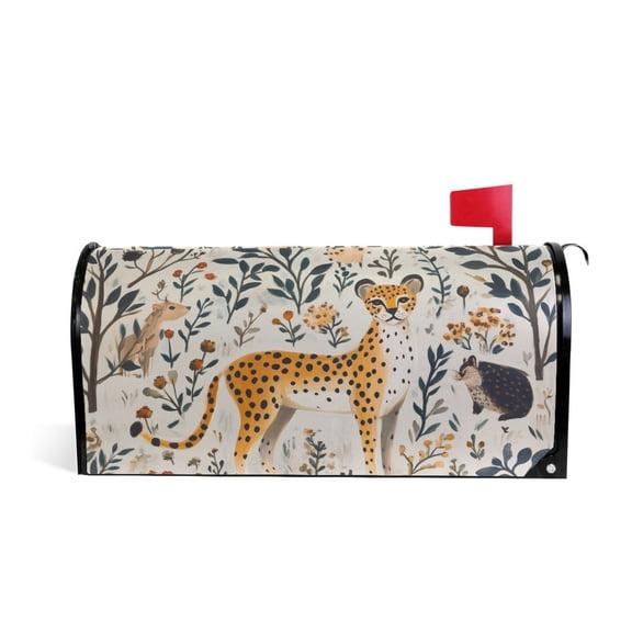 Yayeee Mailbox Cover Magnetic Large Size Post Box Cover Wrap Decor, Animals in A Forest Pattern