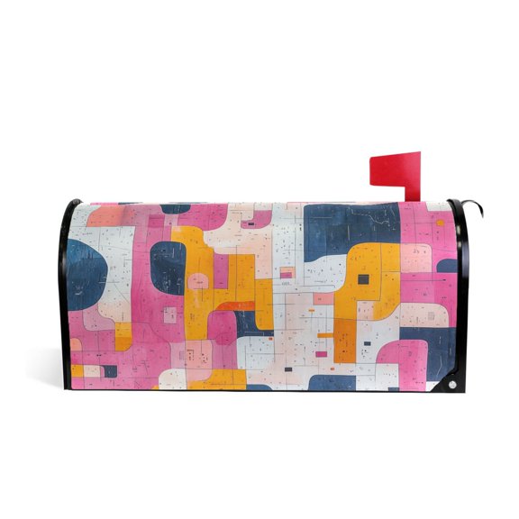 Yayeee Mailbox Cover Magnetic Large Size Post Box Cover Wrap Decor, Art Geometric