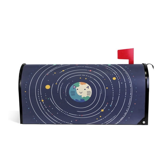 Yayeee Mailbox Cover Magnetic Large Size Post Box Cover Wrap Decor, Beige Cat Planet