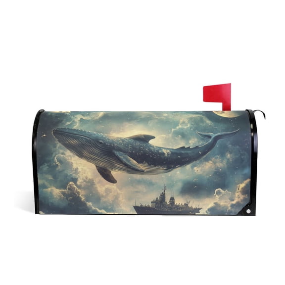 Yayeee Mailbox Cover Magnetic Large Size Post Box Cover Wrap Decor, Beige Floating Whale