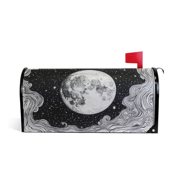 Yayeee Mailbox Cover Magnetic Large Size Post Box Cover Wrap Decor, Black Moon