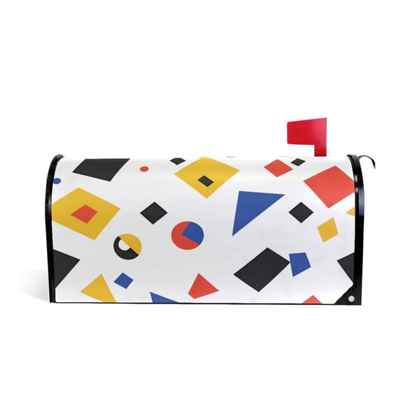 Yayeee Mailbox Cover Magnetic Large Size Post Box Cover Wrap Decor, Black Simple Shapes