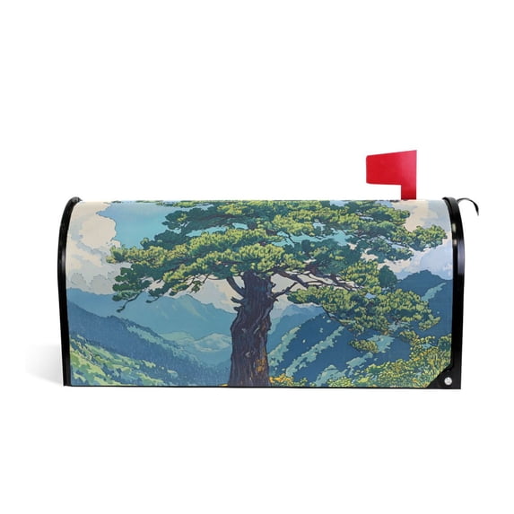 Yayeee Mailbox Cover Magnetic Large Size Post Box Cover Wrap Decor, Blue Mountain