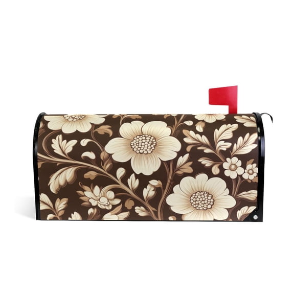 Yayeee Mailbox Cover Magnetic Large Size Post Box Cover Wrap Decor, Brown Floral