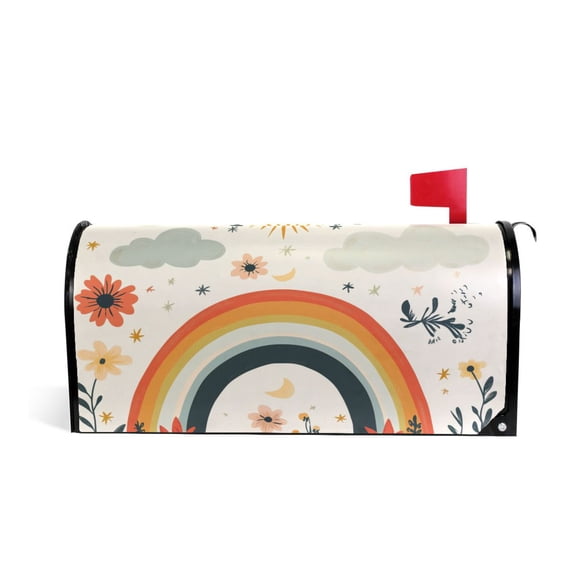 Yayeee Mailbox Cover Magnetic Large Size Post Box Cover Wrap Decor, Cute Rainbow