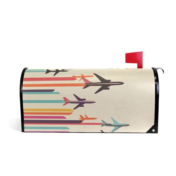 Yayeee Mailbox Cover Magnetic Large Size Post Box Cover Wrap Decor, Flying Planes