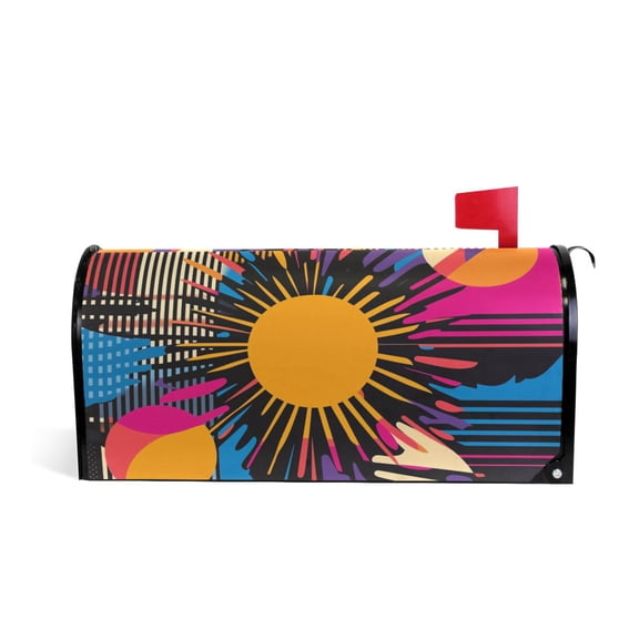 Yayeee Mailbox Cover Magnetic Large Size Post Box Cover Wrap Decor, Futuristic Circles