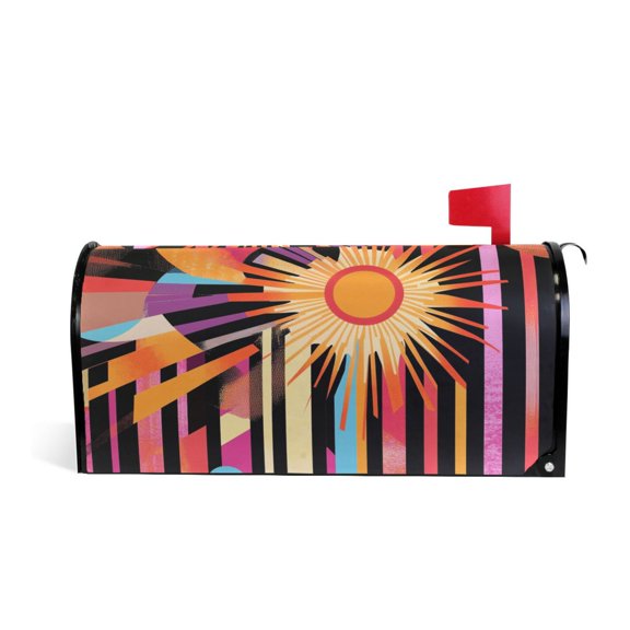 Yayeee Mailbox Cover Magnetic Large Size Post Box Cover Wrap Decor, Futuristic Sun