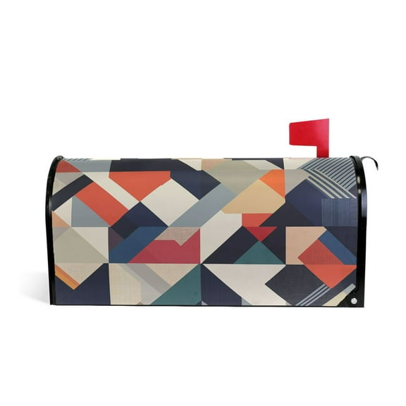 Yayeee Mailbox Cover Magnetic Large Size Post Box Cover Wrap Decor, Geometric Pattern