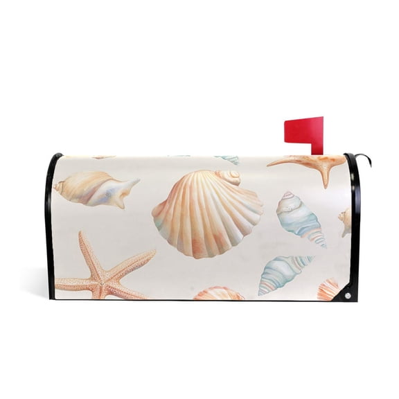 Yayeee Mailbox Cover Magnetic Large Size Post Box Cover Wrap Decor, Gray Seashell