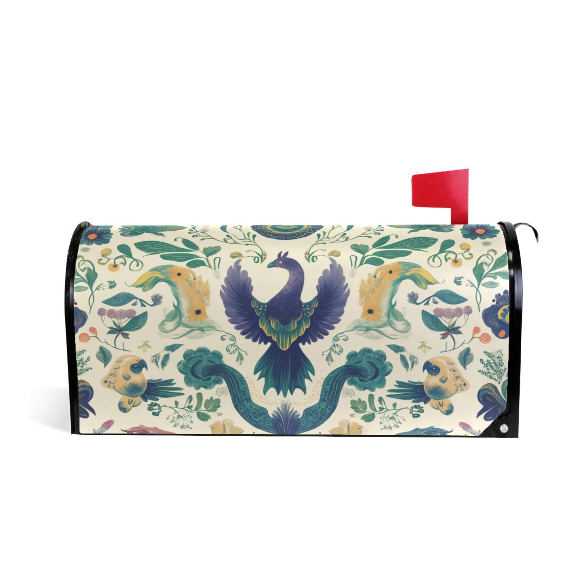 Yayeee Mailbox Cover Magnetic Large Size Post Box Cover Wrap Decor, Green Animals Pattern
