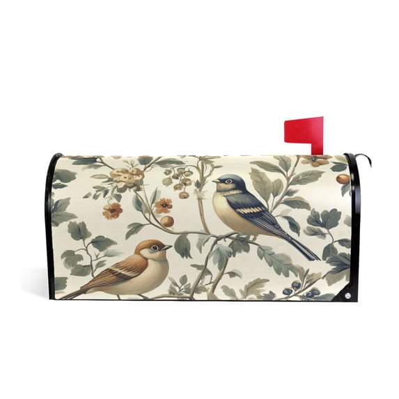 Yayeee Mailbox Cover Magnetic Large Size Post Box Cover Wrap Decor, Green Birds
