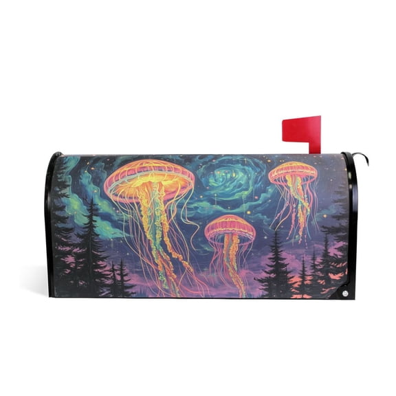 Yayeee Mailbox Cover Magnetic Large Size Post Box Cover Wrap Decor, Psychedelic Jellyfish
