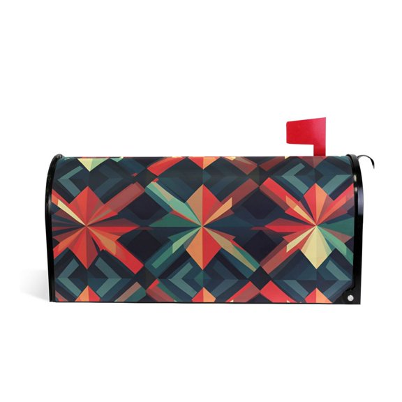 Yayeee Mailbox Cover Magnetic Large Size Post Box Cover Wrap Decor, Red Abstract
