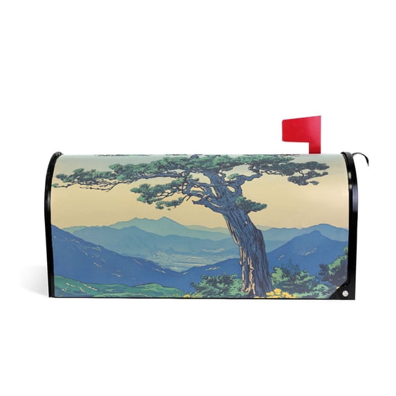Yayeee Mailbox Cover Magnetic Large Size Post Box Cover Wrap Decor, Retro Mountain