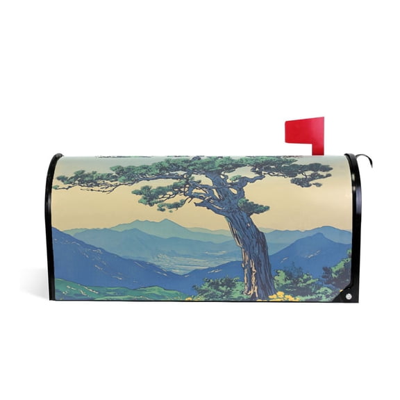 Yayeee Mailbox Cover Magnetic Large Size Post Box Cover Wrap Decor, Retro Mountain