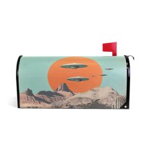 Yayeee Mailbox Cover Magnetic Large Size Post Box Cover Wrap Decor, Retro UFO