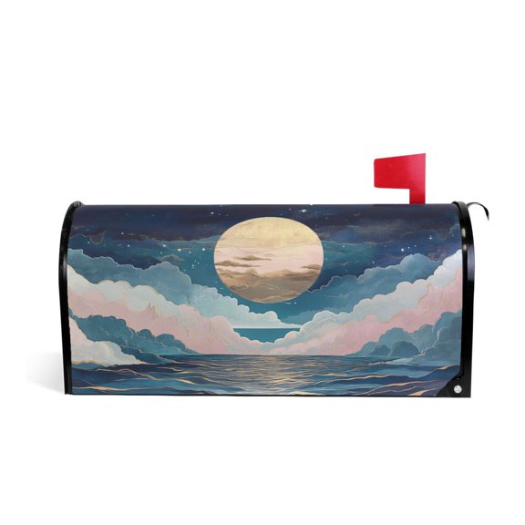Yayeee Mailbox Cover Magnetic Large Size Post Box Cover Wrap Decor, Rolling Waves