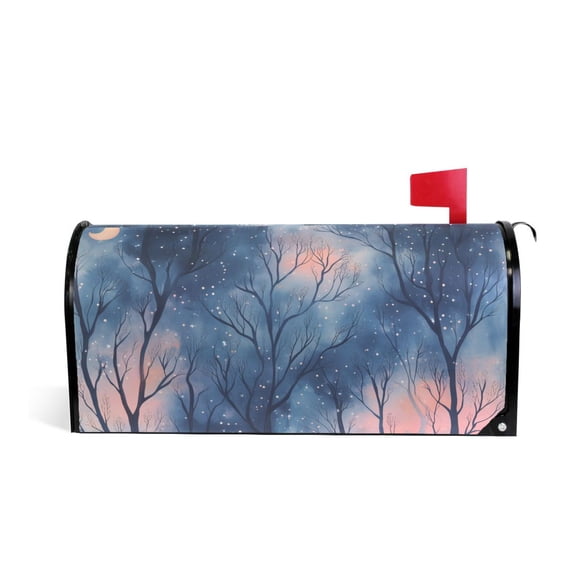 Yayeee Mailbox Cover Magnetic Large Size Post Box Cover Wrap Decor, Trees in The Night
