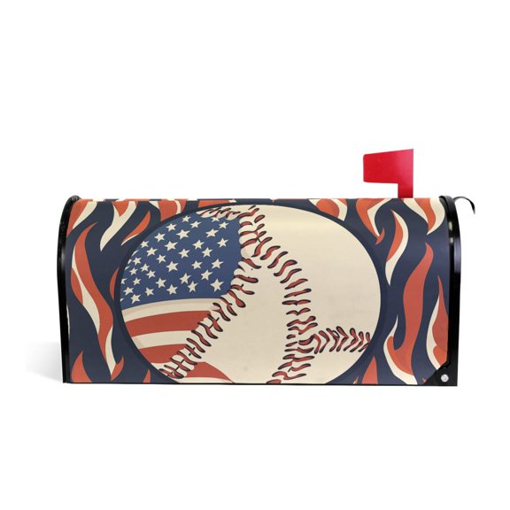 Yayeee Mailbox Cover Magnetic Standard Size Post Box Cover Wrap Decor, Baseball Pattern