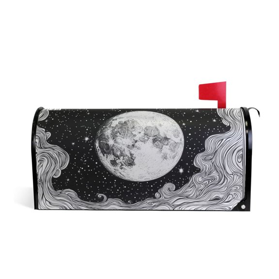 Yayeee Mailbox Cover Magnetic Standard Size Post Box Cover Wrap Decor, Black Moon