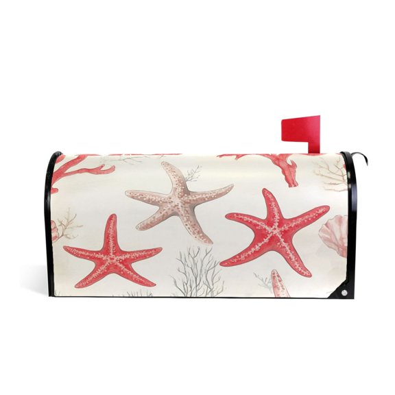 Yayeee Mailbox Cover Magnetic Standard Size Post Box Cover Wrap Decor, Brown Starfish