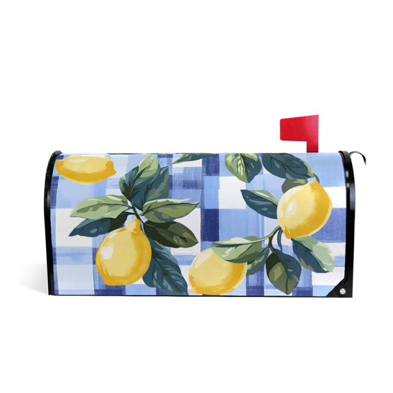 Yayeee Mailbox Cover Magnetic Standard Size Post Box Cover Wrap Decor, Cartoon Lemon Leaves