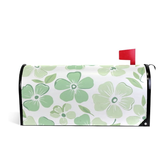 Yayeee Mailbox Cover Magnetic Standard Size Post Box Cover Wrap Decor, Green Floral