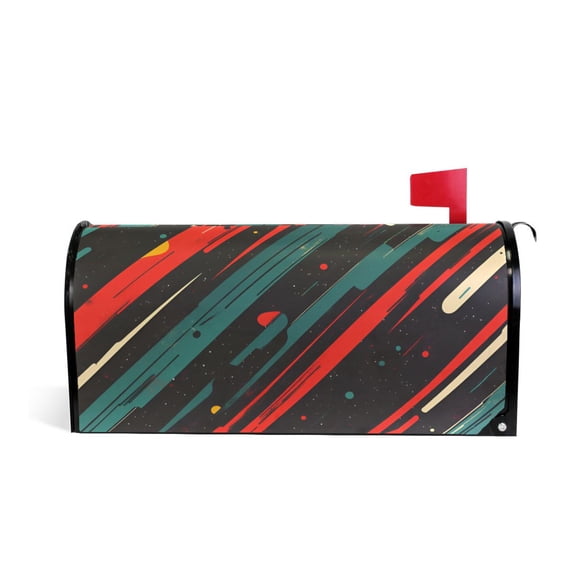 Yayeee Mailbox Cover Magnetic Standard Size Post Box Cover Wrap Decor, Green Stars Abstract