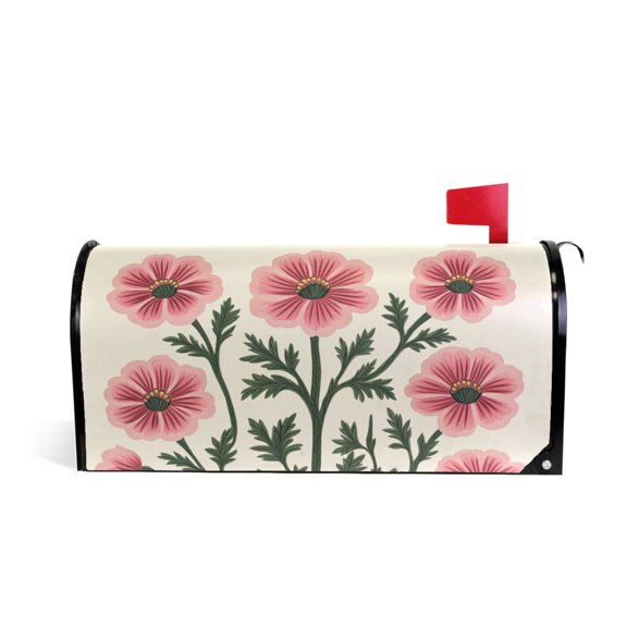 Yayeee Mailbox Cover Magnetic Standard Size Post Box Cover Wrap Decor, Light Pink Flowers