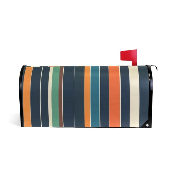 Yayeee Mailbox Cover Magnetic Standard Size Post Box Cover Wrap Decor, Navy Blue Stripes