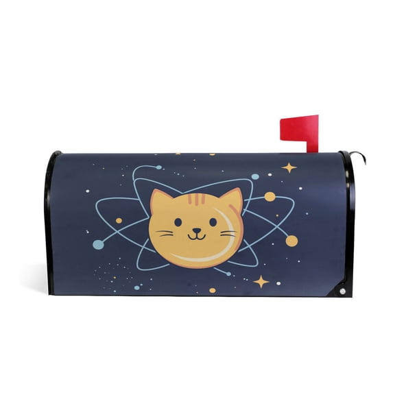 Yayeee Mailbox Cover Magnetic Standard Size Post Box Cover Wrap Decor, Orange Cat Planet