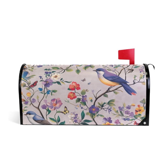 Yayeee Mailbox Cover Magnetic Standard Size Post Box Cover Wrap Decor, Purple Floral Pattern