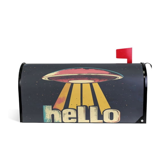 Yayeee Mailbox Cover Magnetic Standard Size Post Box Cover Wrap Decor, Red UFO