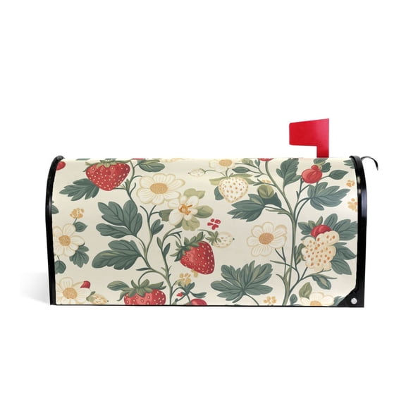 Yayeee Mailbox Cover Magnetic Standard Size Post Box Cover Wrap Decor, Small Strawberry Pattern