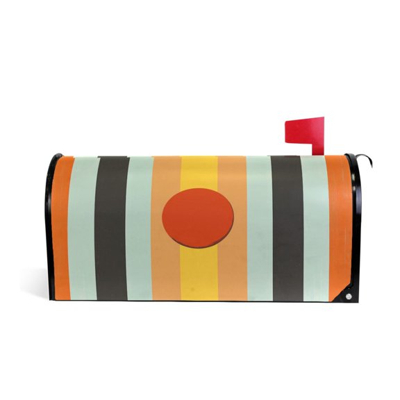 Yayeee Mailbox Cover Magnetic Standard Size Post Box Cover Wrap Decor, Stripes and Circle