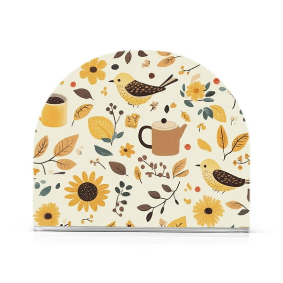 Yayeee Napkin Holder for Table Kitchen Paper Tissue Organization, Beige Birds Floral