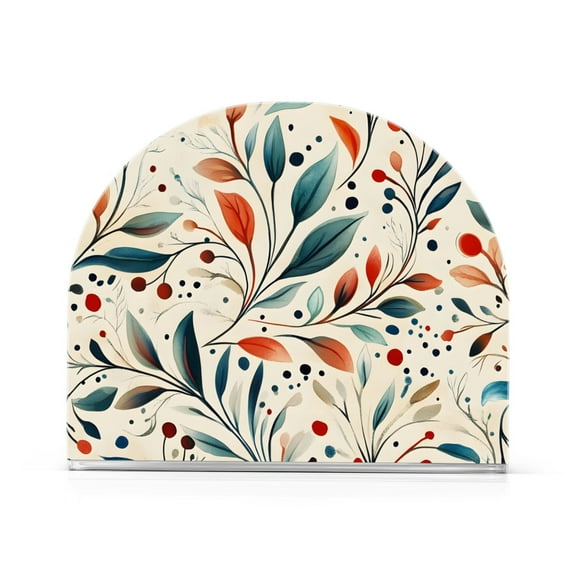 Yayeee Napkin Holder for Table Kitchen Paper Tissue Organization, Beige Whimsical Leaves
