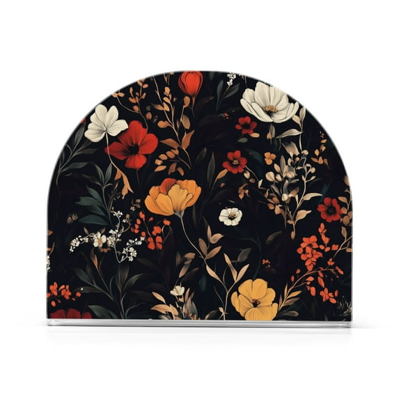 Yayeee Napkin Holder for Table Kitchen Paper Tissue Organization, Black Floral Pattern