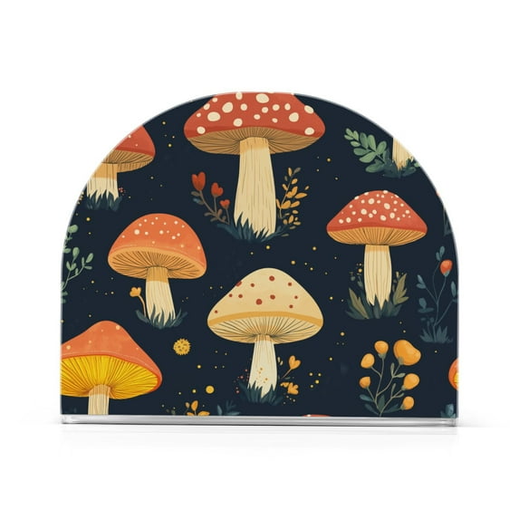 Yayeee Napkin Holder for Table Kitchen Paper Tissue Organization, Black Mushroom Pattern