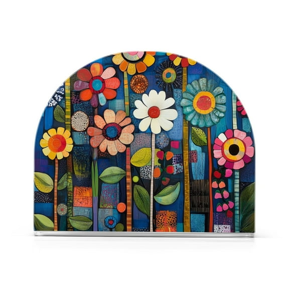 Yayeee Napkin Holder for Table Kitchen Paper Tissue Organization, Blue Colorful Flowers