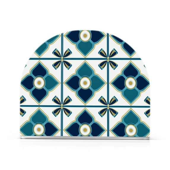 Yayeee Napkin Holder for Table Kitchen Paper Tissue Organization, Blue Mosaic Pattern