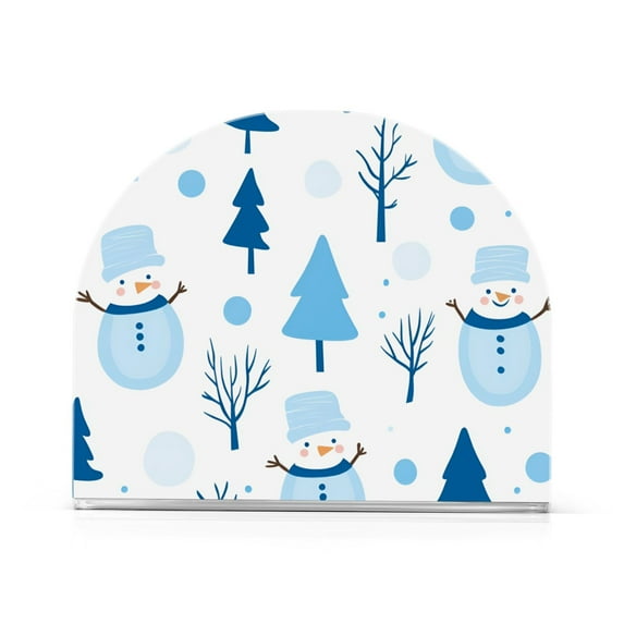 Yayeee Napkin Holder for Table Kitchen Paper Tissue Organization, Blue Simple Cartoon Snowmen