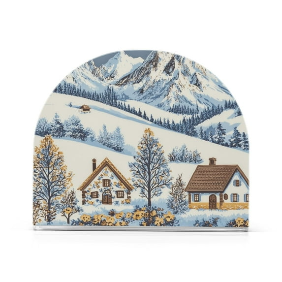 Yayeee Napkin Holder for Table Kitchen Paper Tissue Organization, Blue Snowy Mountain
