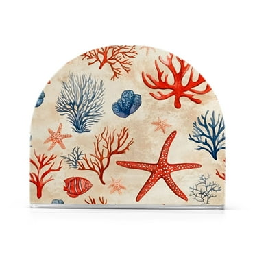 Yayeee Napkin Holder for Table Kitchen Paper Tissue Organization, Blue Starfish