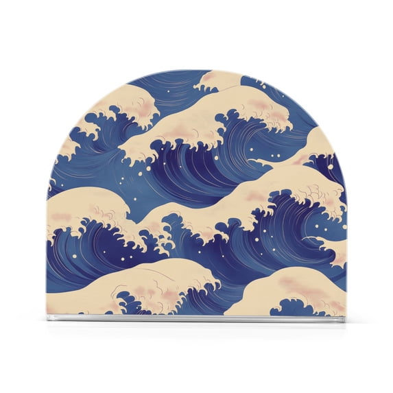 Yayeee Napkin Holder for Table Kitchen Paper Tissue Organization, Blue Wave Pattern