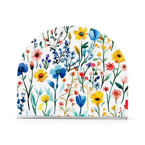 Yayeee Napkin Holder for Table Kitchen Paper Tissue Organization, Blue Wildflower Pattern
