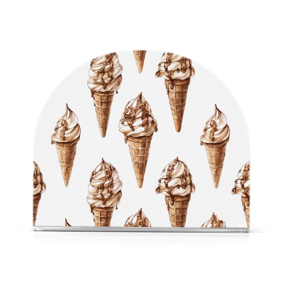Yayeee Napkin Holder for Table Kitchen Paper Tissue Organization, Brown Ice Cream Pattern