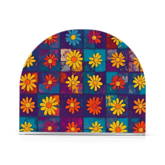 Yayeee Napkin Holder for Table Kitchen Paper Tissue Organization, Colorful Checkered Daisy