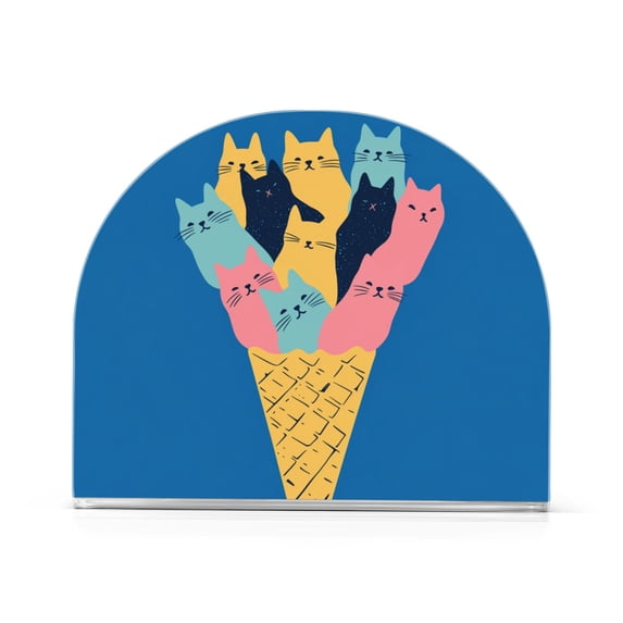 Yayeee Napkin Holder for Table Kitchen Paper Tissue Organization, Colorful Ice Cream Cat
